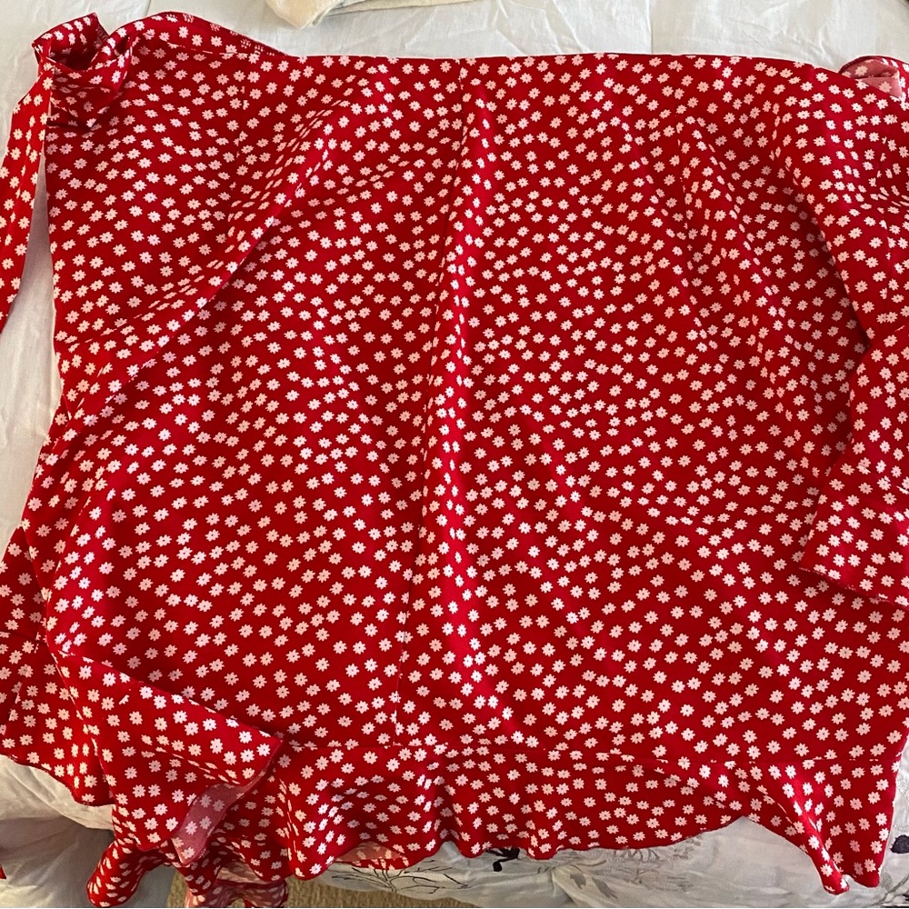 Red Floral Women's Wrap Skirt 5X